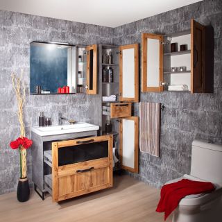 Тумба под раковину Бриклаер Лофт 4627125413407 70 см метрополитен грей